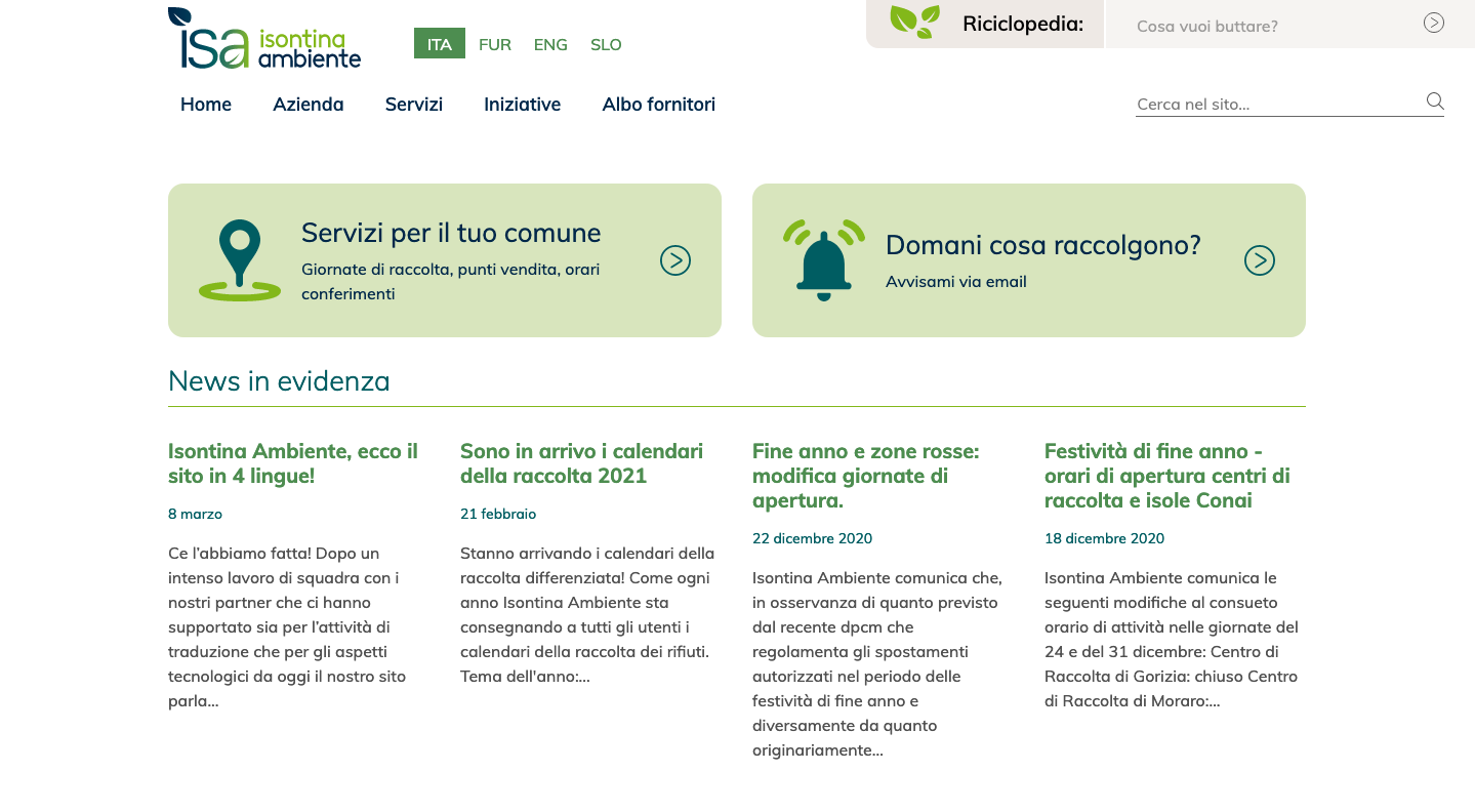 Immagine per Isontina ambiente parla friulano e sloveno, ora il sito è multilingue